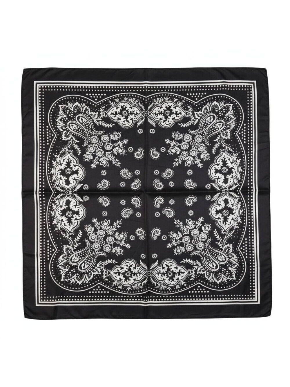 Black Paisley Square Scarf Bandana Wild Rag Neck Head Wrap 27 in